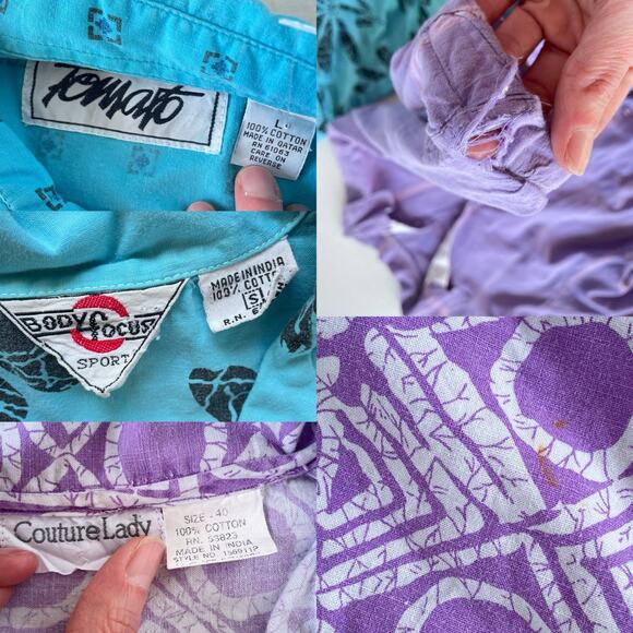 VINTAGE 80s Patterned Button Up Shirts Wholesale Bundle / 4 Pcs / Resellers Lot - Picture 8 of 11